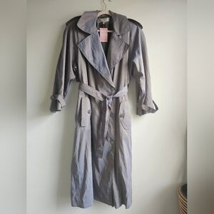 Rare Vintage 90s Iridescent Purple Gray Trench Coat By Andrea 14 L